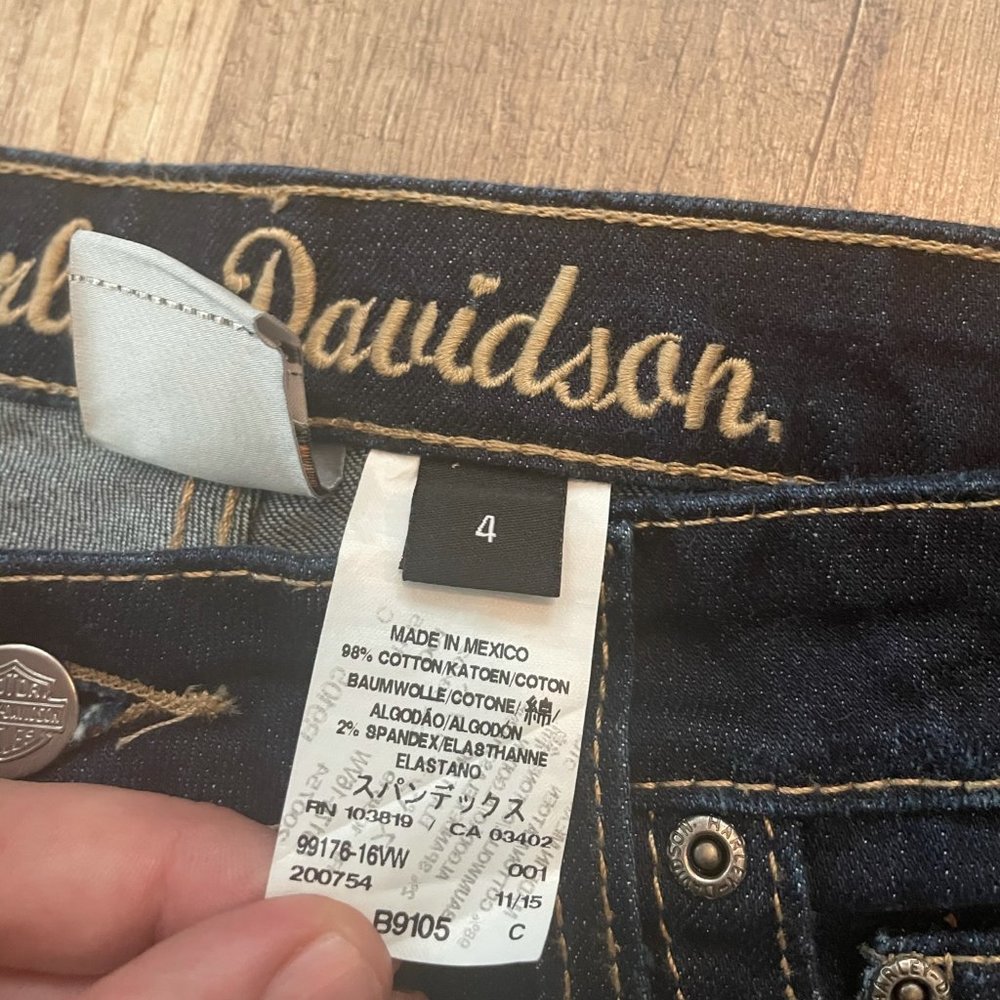 Vintage Women's Harley Davidson Denim Jeans Sz 4 - Picture 7 of 12